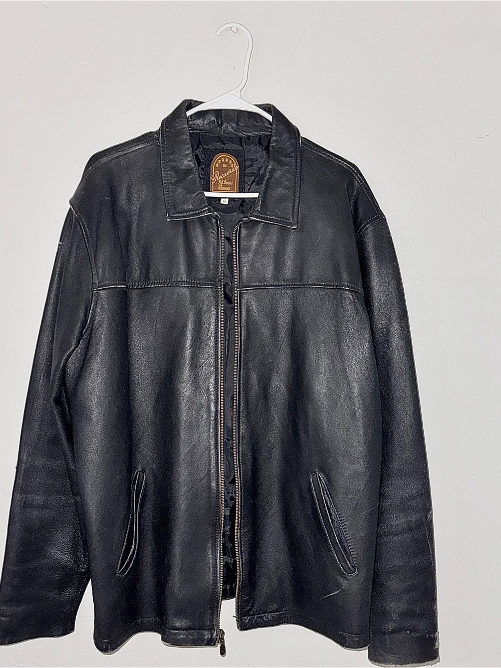 Men's Black Genuine Mexican Leather Bomber Jacket with Zip Front